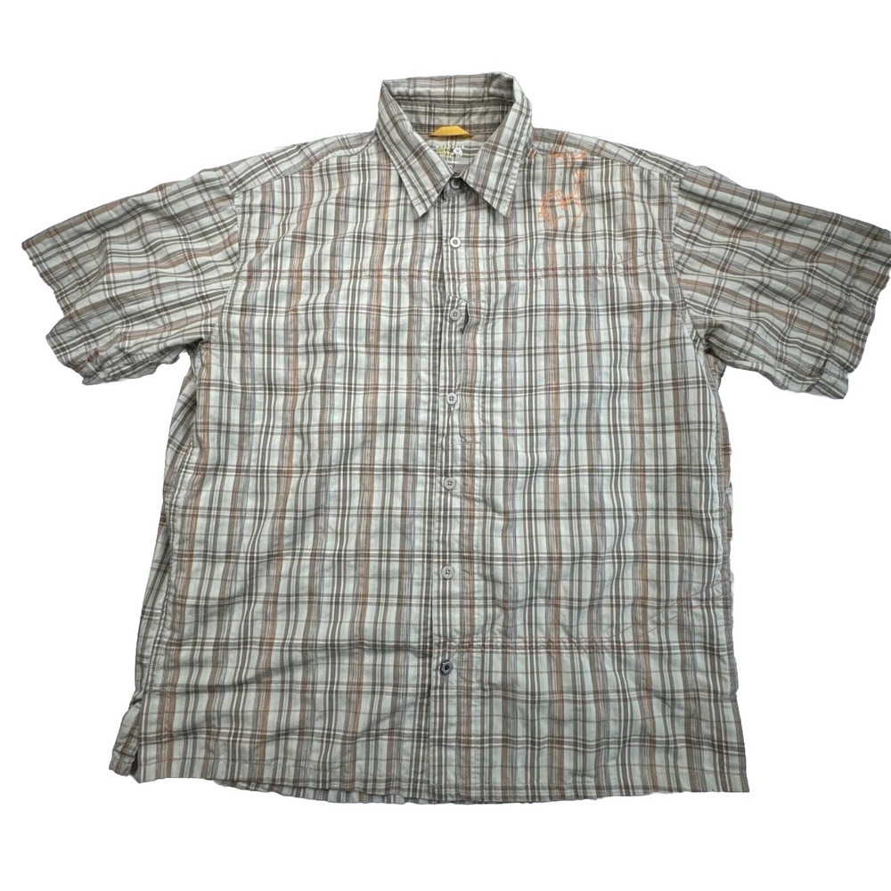 Mountain Hardwear Men's XL Green Plaid Long Sleeve Button Up Hiking Shirt